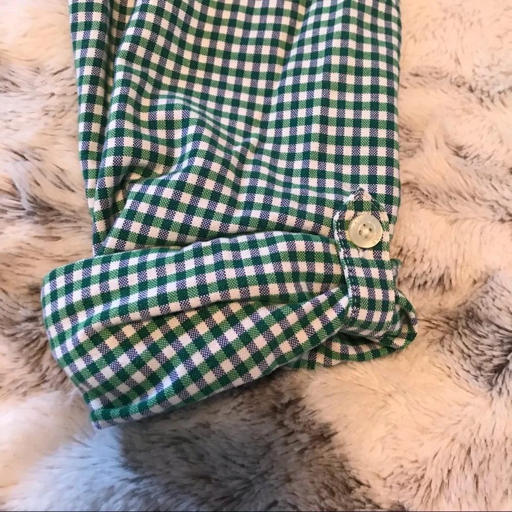 GAP Kids long-sleeve button-down gingham shirt size medium, green blue white